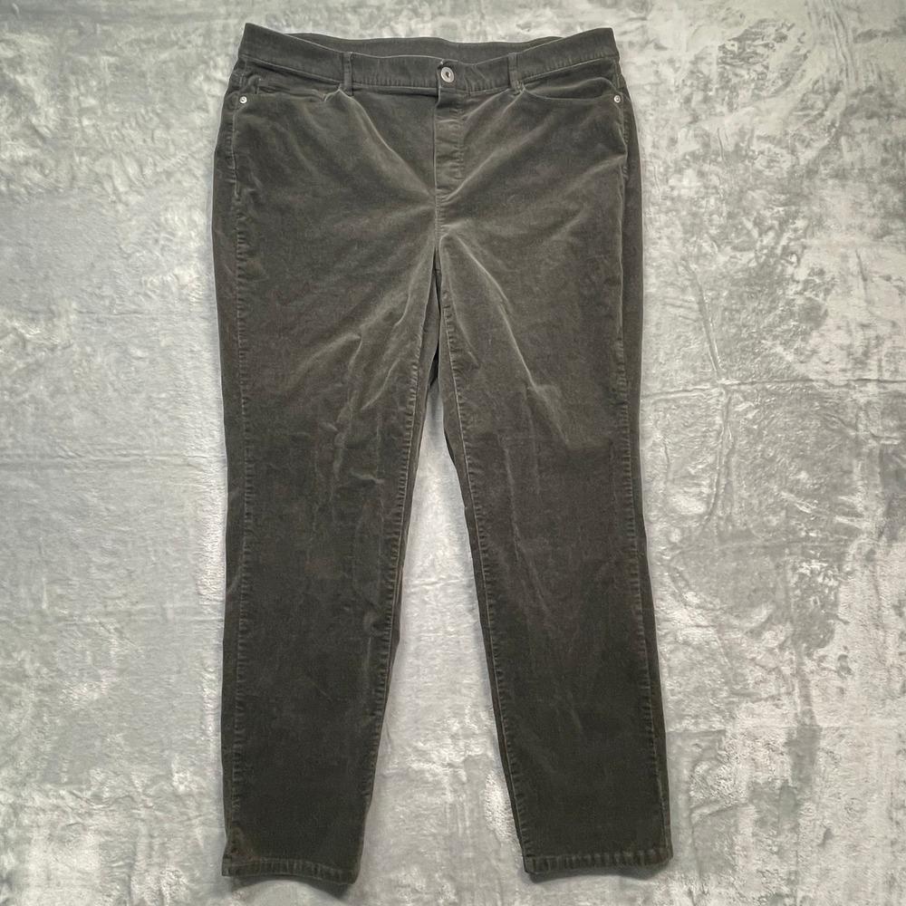 J. Jill Corduroy Pants Women XL Gray Straight Leg Stretch Five Pocket Classic